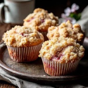 Rhabarber Muffins mit Streuseltopping