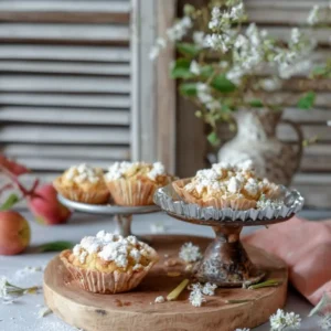 Rhabarber Muffins mit Vanillestreuseln