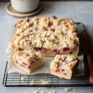 Rhabarber Pudding Streusel Schnitten