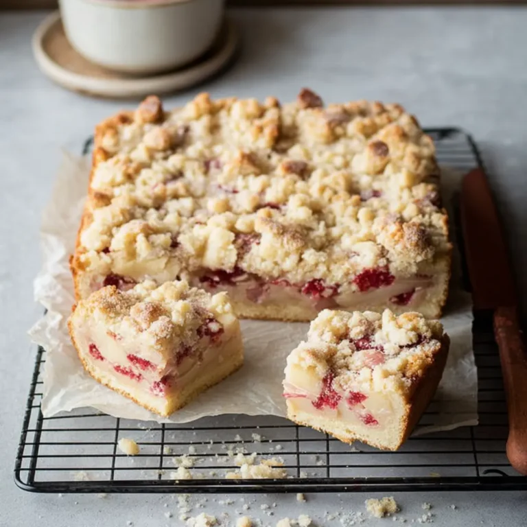 Rhabarber Pudding Streusel Schnitten