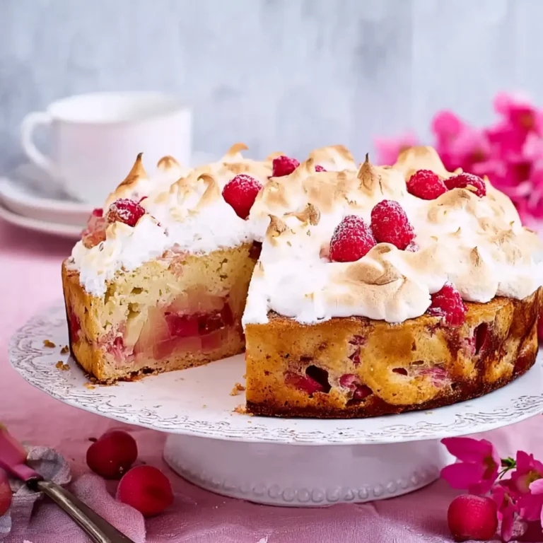 Rhabarberkuchen mit Baiserhaube