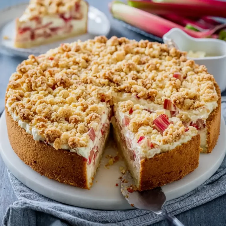 Rhabarberkuchen mit Schmand und Streuseln