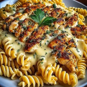 Rotini mit Käse, Knoblauch Parmesan und Hähnchen