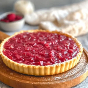 Süße Rhabarber Puddingtarte