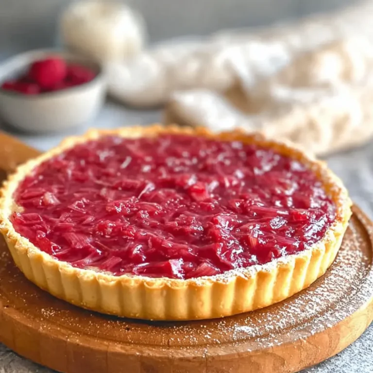 Süße Rhabarber Puddingtarte