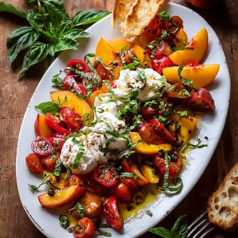 Tomaten , Pfirsich und Burrata Salat