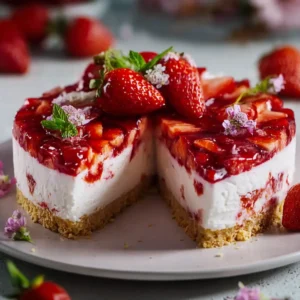 Topfen Frischkäsetorte mit Erdbeeren ohne Backen