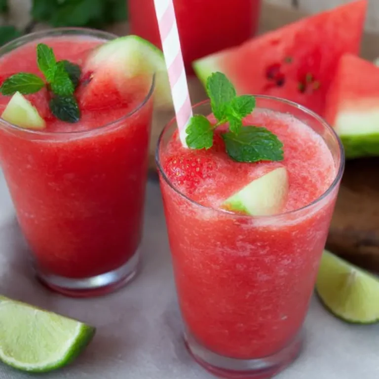 Wassermelonen Slush mit Erdbeeren