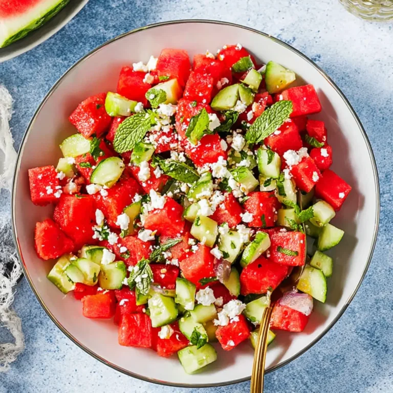 Wassermelonensalat mit Feta und Gurke