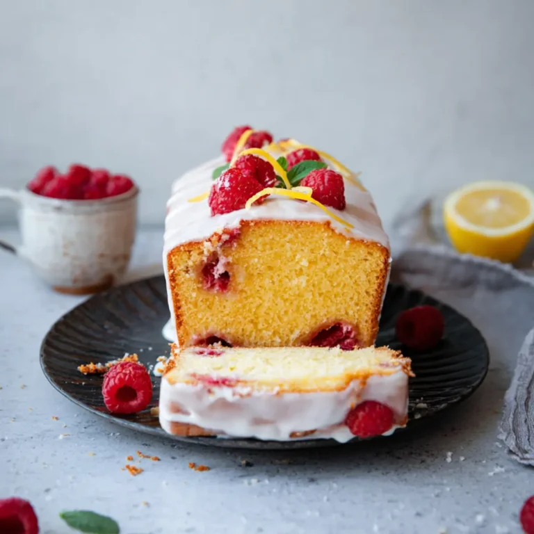 Zitronenkuchen mit Himbeeren