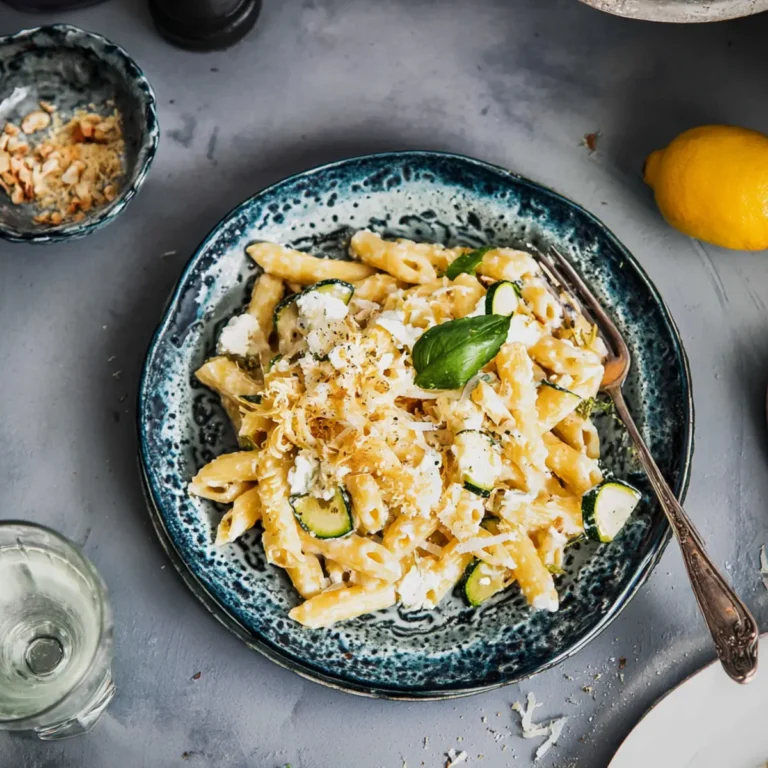Zitronenpasta mit Ricotta und Zucchini