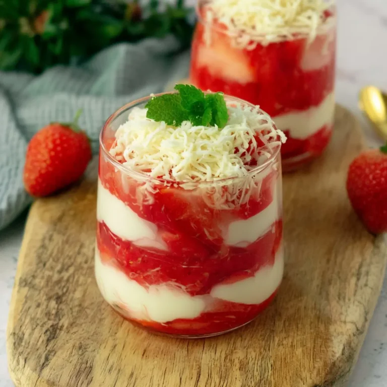 Dessert im Glas mit Erdbeeren