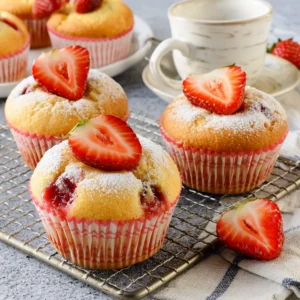 Erdbeer Muffins mit Zitrone und Vanille