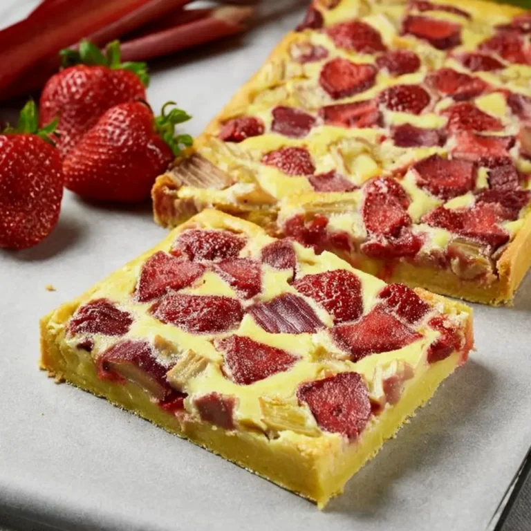 Erdbeer Rhabarber Blechkuchen