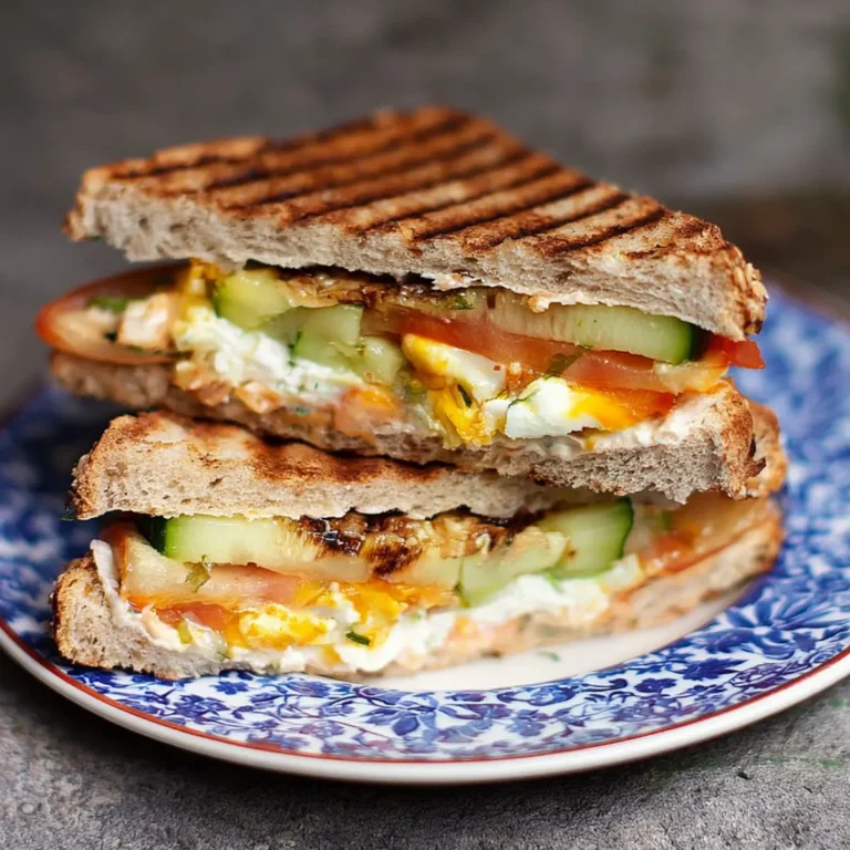 Gemüse Sandwich mit gegrillten Zucchini und Feta