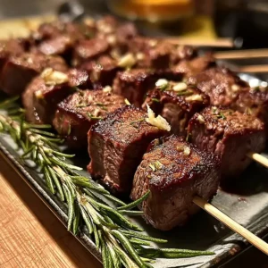 Knoblauch Rosmarin Rindfleisch Spieße für Genießer