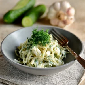 Kohlrabi Salat mit Gurke und Eiern