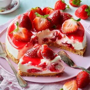 Pudding Erdbeerkuchen ohne Backen