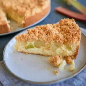 Rhabarber Pudding Streuselkuchen