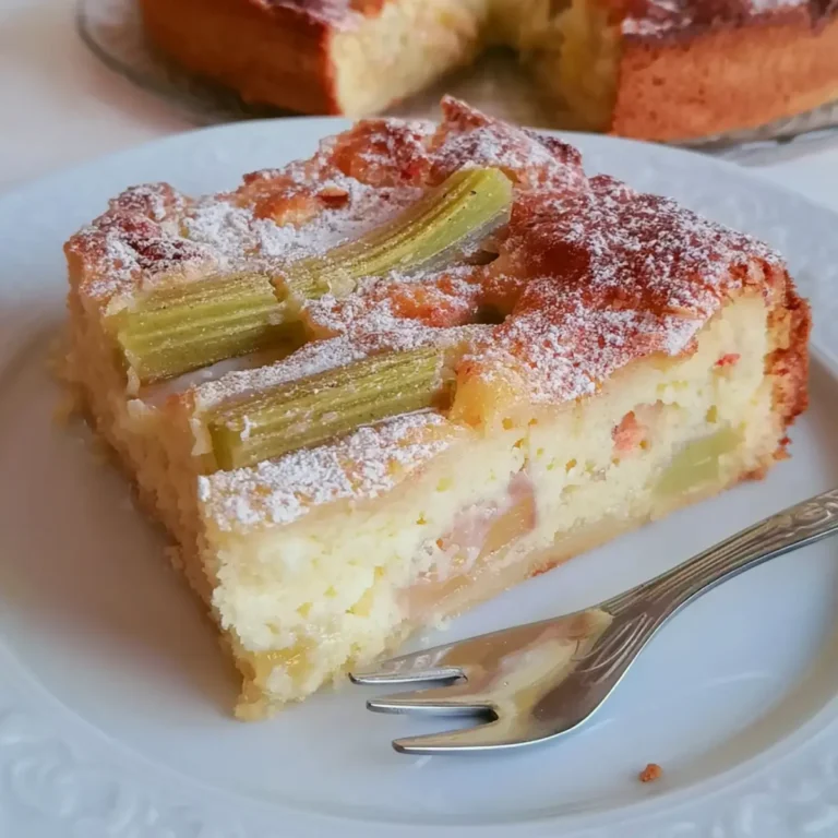 Rhabarberkuchen mit Crème fraiche Guss