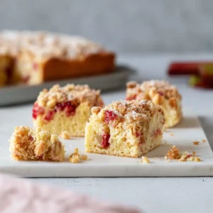 Rhabarberkuchen mit Streuseln vom Blech