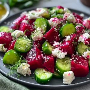 Rote Bete Feta Salat mit Gurke und Dill