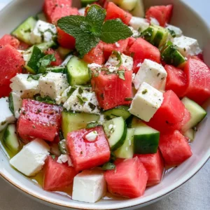 Wassermelonen Gurken Feta Salat
