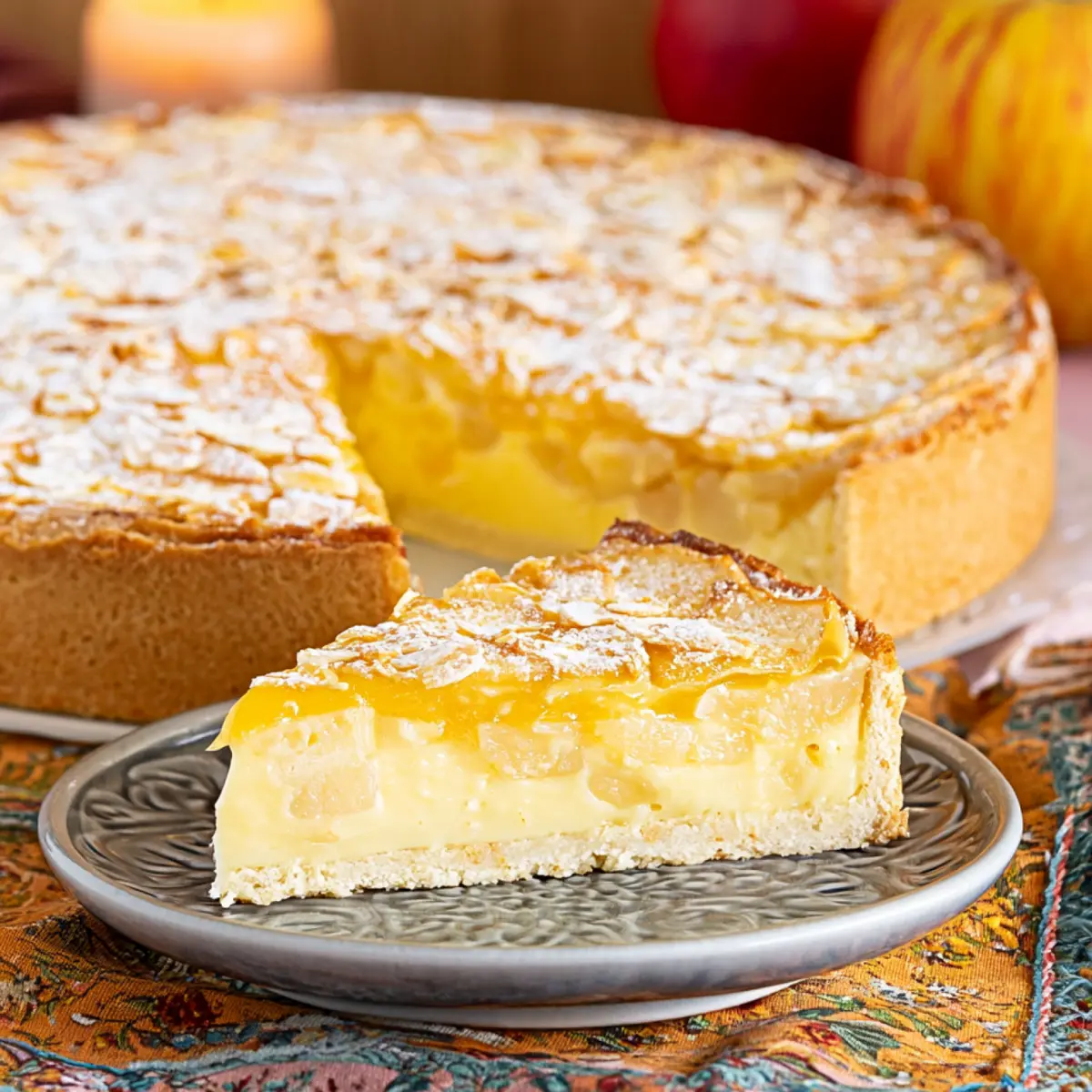 Bratapfelkuchen mit Pudding