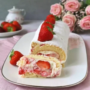 Erdbeer Biskuitrolle mit Mascarpone