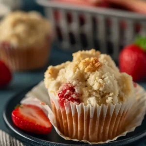 Erdbeer Rhabarber Streusel Muffins