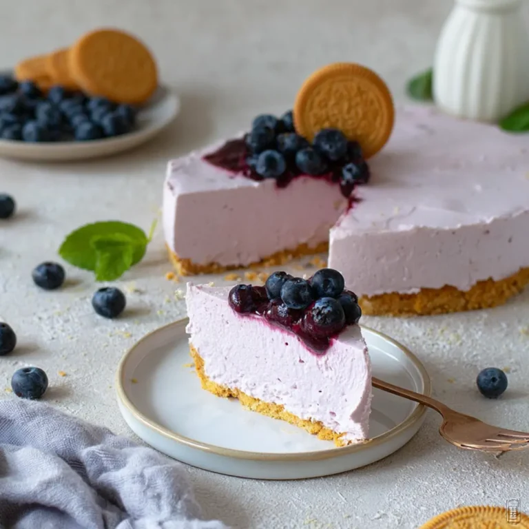 Heidelbeer Torte mit Butterkeksboden ohne Backen
