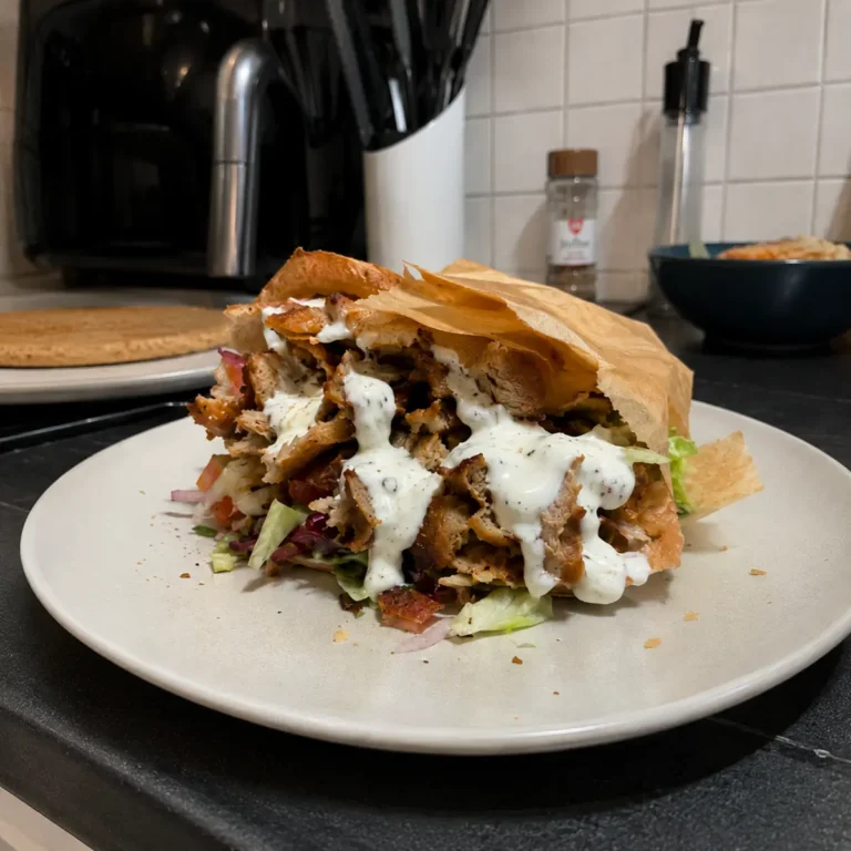 Knuspriger Backpapier-Döner mit Knoblauchsauce
