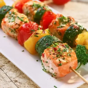 Lachs Spieße mit Gemüse
