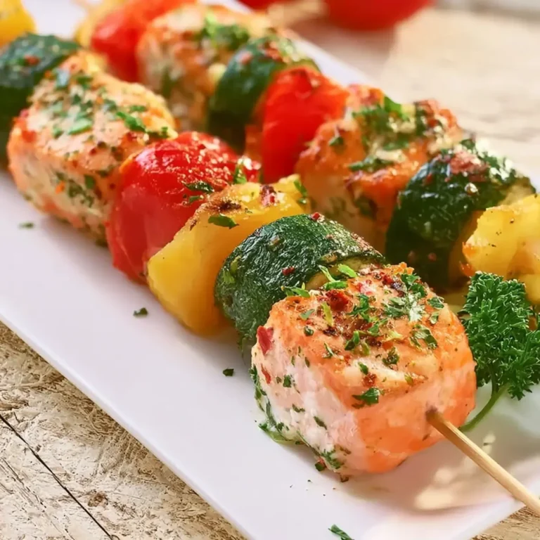 Lachs Spieße mit Gemüse