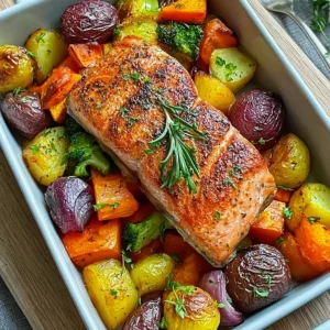 Lachs aus dem Ofen mit Gemüse