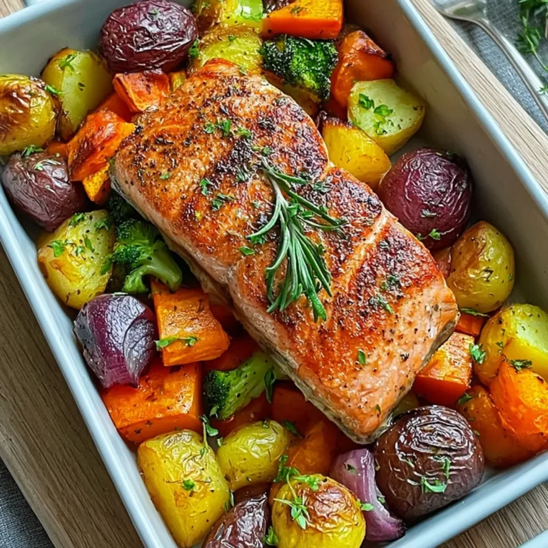 Lachs aus dem Ofen mit Gemüse