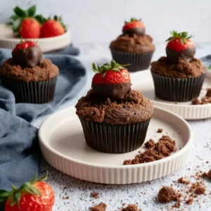 Maulwurfmuffins mit Erdbeeren