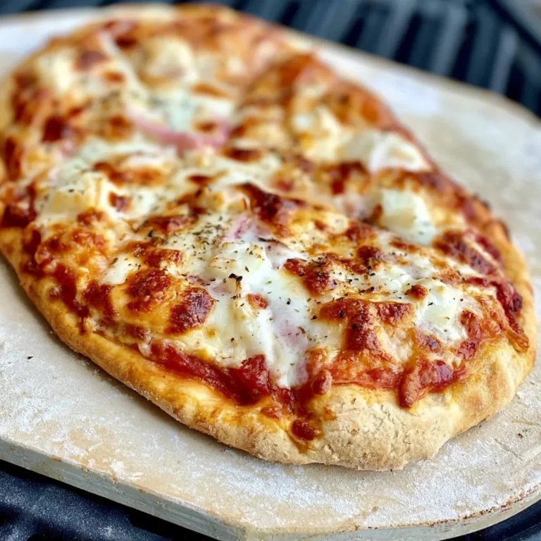 Pizza vom Pizzastein auf dem Gasgrill