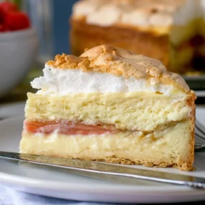Rhabarber Käsekuchen mit Baiser