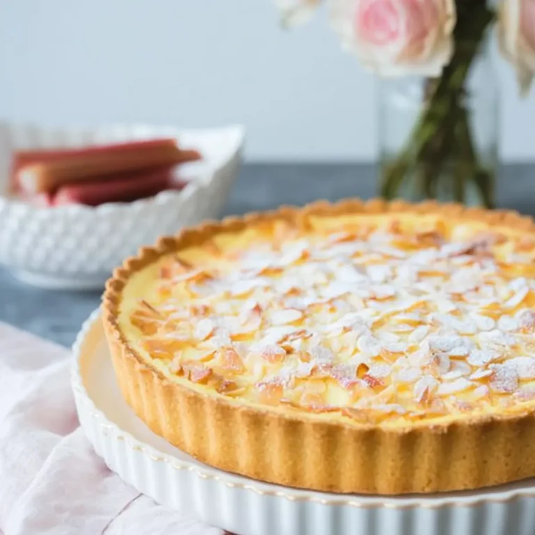 Rhabarber Tarte mit Vanille Schmand und Mandeln