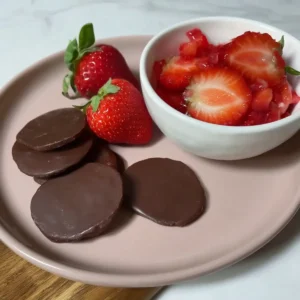 Schokotropfen mit Erdbeer Salsa