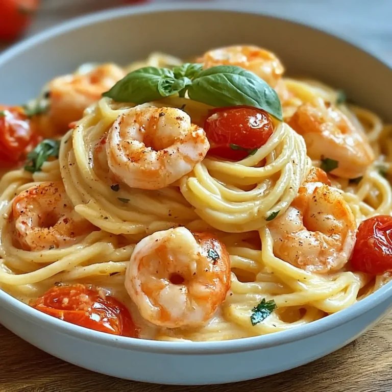 Spaghetti mit Garnelen in Frischkäsesauce