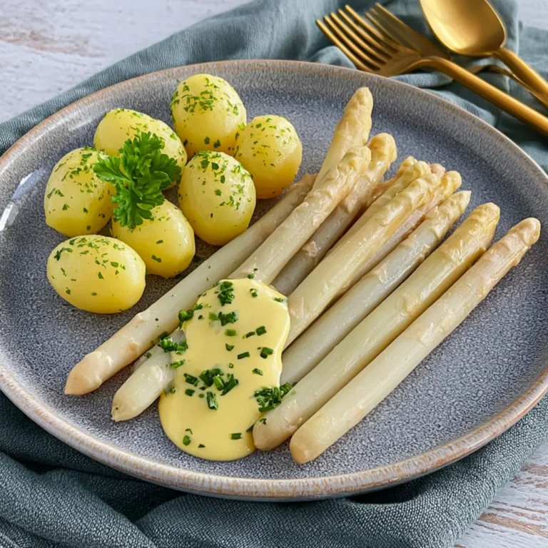 Spargel mit Sauce Hollandaise und Petersilienkartoffeln