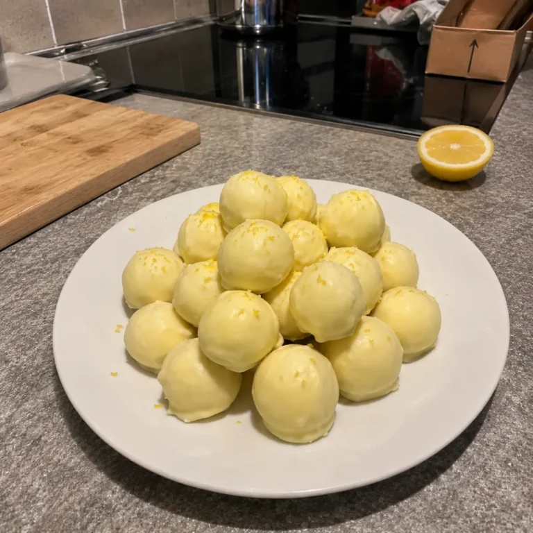 Zitronen-Cheesecake-Bällchen mit weißer Schokolade