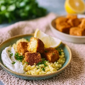 Zitronenbulgur mit Knuspertofu
